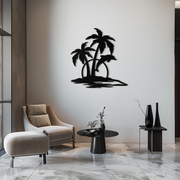 Tropical Dolphin and Palm Tree Metal Wall Art – Sunset Island Scene Coastal Decor- KAF598