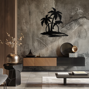 Tropical Dolphin and Palm Tree Metal Wall Art – Sunset Island Scene Coastal Decor- KAF598