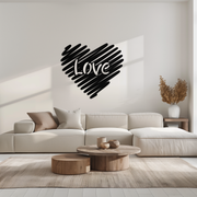 Love Heart Scribble Metal Wall Art – Romantic Handwritten Typography Home Decor- KAF599