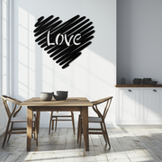 Love Heart Scribble Metal Wall Art – Romantic Handwritten Typography Home Decor- KAF599