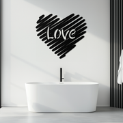 Love Heart Scribble Metal Wall Art – Romantic Handwritten Typography Home Decor- KAF599