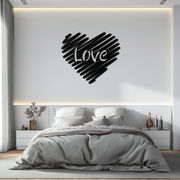 Love Heart Scribble Metal Wall Art – Romantic Handwritten Typography Home Decor- KAF599