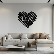 Love Heart Scribble Metal Wall Art – Romantic Handwritten Typography Home Decor- KAF599