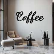 Coffee Script Metal Wall Art – Heart Shaped Lettering Coffee Sign for Kitchen Decor- KAF600