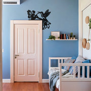 Fairy and Hummingbird Corner Metal Wall Art – Whimsical Door Frame Decoration for Home- KAF604