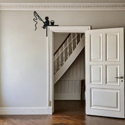 Child Fishing Corner Metal Wall Art – Playful Kids Silhouette Door Corner Decor-KAF610