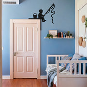 Child Fishing Corner Metal Wall Art – Playful Kids Silhouette Door Corner Decor-KAF610