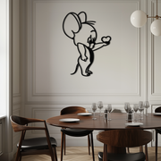 Jerry Holding Heart Metal Wall Art – Cute Cartoon Mouse Silhouette Decor-KAF615