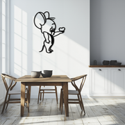 Jerry Holding Heart Metal Wall Art – Cute Cartoon Mouse Silhouette Decor-KAF615