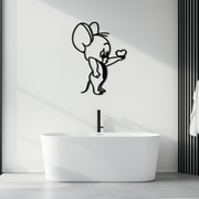 Jerry Holding Heart Metal Wall Art – Cute Cartoon Mouse Silhouette Decor-KAF615