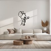 Jerry Holding Heart Metal Wall Art – Cute Cartoon Mouse Silhouette Decor-KAF615