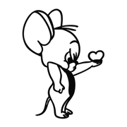 Jerry Holding Heart Metal Wall Art – Cute Cartoon Mouse Silhouette Decor-KAF615