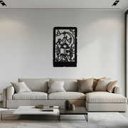 Reading Lady Metal Wall Art – Book Lover Silhouette with Moon and Mountains-KAF616