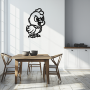 Angry Chick Metal Wall Art – Cartoon Chicken Silhouette Wall Decor-KAF618