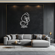 Angry Chick Metal Wall Art – Cartoon Chicken Silhouette Wall Decor-KAF618