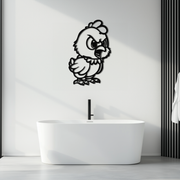 Angry Chick Metal Wall Art – Cartoon Chicken Silhouette Wall Decor-KAF618