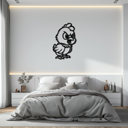 Angry Chick Metal Wall Art – Cartoon Chicken Silhouette Wall Decor-KAF618
