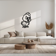 Angry Chick Metal Wall Art – Cartoon Chicken Silhouette Wall Decor-KAF618