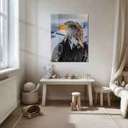 Majestic Eagle Portrait Glass Wall Art – Bold Nature-Inspired UV Print for Home & Office-KAFCD001