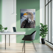 Majestic Eagle Portrait Glass Wall Art – Bold Nature-Inspired UV Print for Home & Office-KAFCD001
