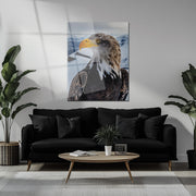 Majestic Eagle Portrait Glass Wall Art – Bold Nature-Inspired UV Print for Home & Office-KAFCD001