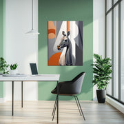 Geometric Giraffe Glass Wall Art – Abstract Animal Design in Modern Earth Tones-KAFCD004