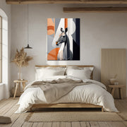 Geometric Giraffe Glass Wall Art – Abstract Animal Design in Modern Earth Tones-KAFCD004