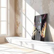 Dripping Shadow Queen Glass Wall Art – Gothic Fantasy Portrait with Abstract Paint-KAFCD013