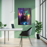 Neon Roaring Bear Glass Wall Art – Psychedelic Cosmic Wildlife Fantasy Scene-KAFCD018