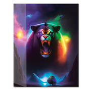 Neon Roaring Bear Glass Wall Art – Psychedelic Cosmic Wildlife Fantasy Scene-KAFCD018