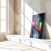 Neon Roaring Bear Glass Wall Art – Psychedelic Cosmic Wildlife Fantasy Scene-KAFCD018