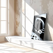 Monochrome Abstract Architecture Glass Wall Art – 3D Optical Illusion UV Print-KAFCD021