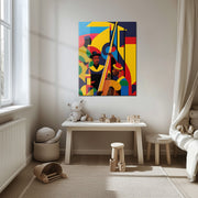 Colorful Jazz Musicians Glass Wall Art – Bold Abstract UV Print for Music Lovers-KAFCD022