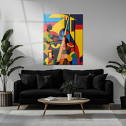 Colorful Jazz Musicians Glass Wall Art – Bold Abstract UV Print for Music Lovers-KAFCD022
