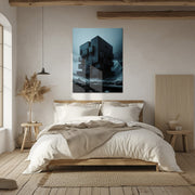 Dark Brutalist Architecture Glass Wall Art – Monolithic Structure UV Print-KAFCD025