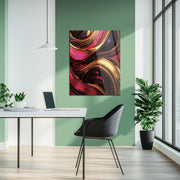 Luxury Gold & Magenta Abstract Glass Wall Art – Glossy UV Print for Modern Interiors-KAFCD026