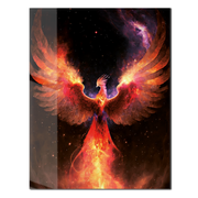 Fiery Phoenix Glass Wall Art – Rebirth & Flame Fantasy UV Print Design-KAFCD027