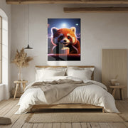 Cute Red Panda at the Movies Glass Wall Art – Whimsical UV Print Design-KAFCD028