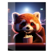 Cute Red Panda at the Movies Glass Wall Art – Whimsical UV Print Design-KAFCD028