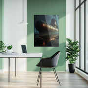Abandoned Submarine in Swamp Glass Wall Art – Moody Nautical UV Print Design-KAFCD030