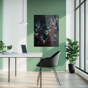 Cyberpunk Cityscape Glass Wall Art – Neon Lit Futuristic Skyline UV Print-KAFCD031