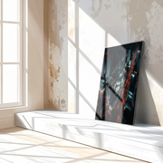 Cyberpunk Cityscape Glass Wall Art – Neon Lit Futuristic Skyline UV Print-KAFCD031