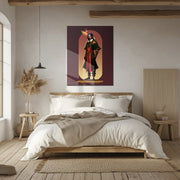 Stylized Warrior Character Glass Wall Art – Bold Heroic UV Print Design-KAFCD034