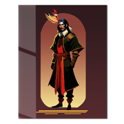 Stylized Warrior Character Glass Wall Art – Bold Heroic UV Print Design-KAFCD034