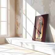 Stylized Warrior Character Glass Wall Art – Bold Heroic UV Print Design-KAFCD034