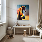 Majestic Horse Portrait Glass Wall Art – Bold Equine UV Print Design-KAFCD035