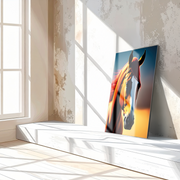 Majestic Horse Portrait Glass Wall Art – Bold Equine UV Print Design-KAFCD035