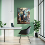 Elegant Antelope Gathering Glass Wall Art – Whimsical Animal Portrait UV Print-KAFCD036