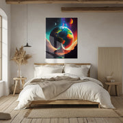 Surreal Planet Earth Glass Wall Art – Fantasy Sci-Fi Landscape UV Print-KAFCD039