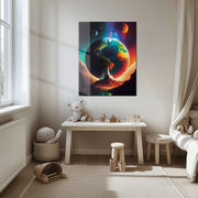 Surreal Planet Earth Glass Wall Art – Fantasy Sci-Fi Landscape UV Print-KAFCD039
